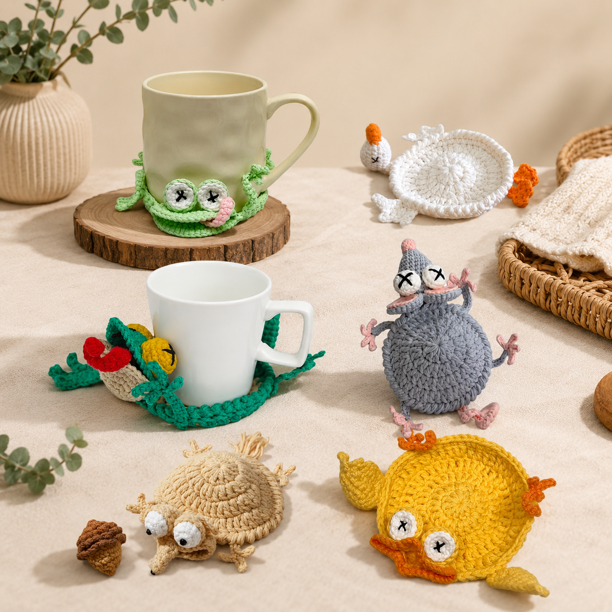 Amigurumi Animal Coaster Bundle – 22 Crochet Patterns in 1 PDF