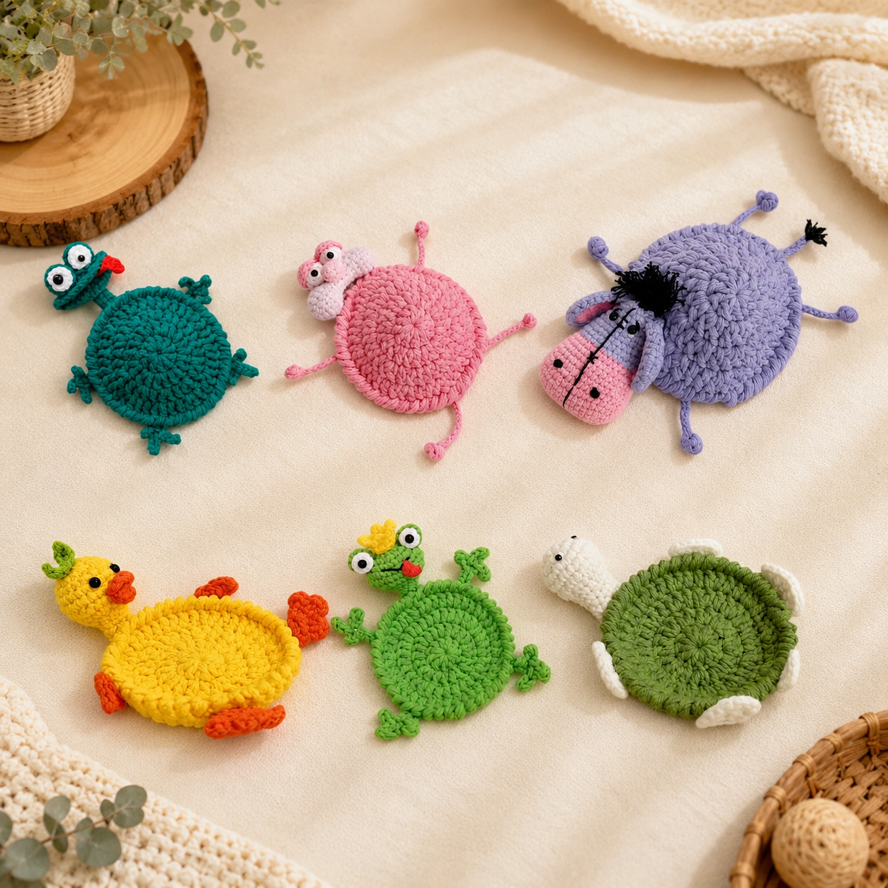 Amigurumi Animal Coaster Bundle – 22 Crochet Patterns in 1 PDF
