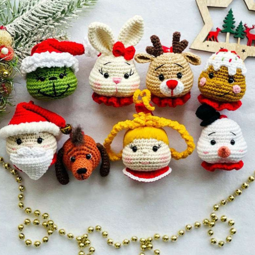 Christmas Amigurumi Ornament Crochet Pattern Bundle PDF 8 Holiday Character Decorations